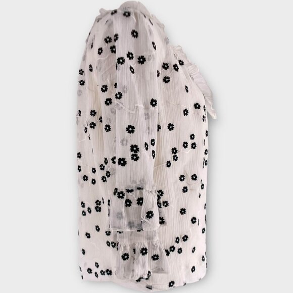 Rebecca Taylor Alessandra Silk Embroidered Floral Ruffle Blouse Bell Sleeves  2 - Picture 11 of 13